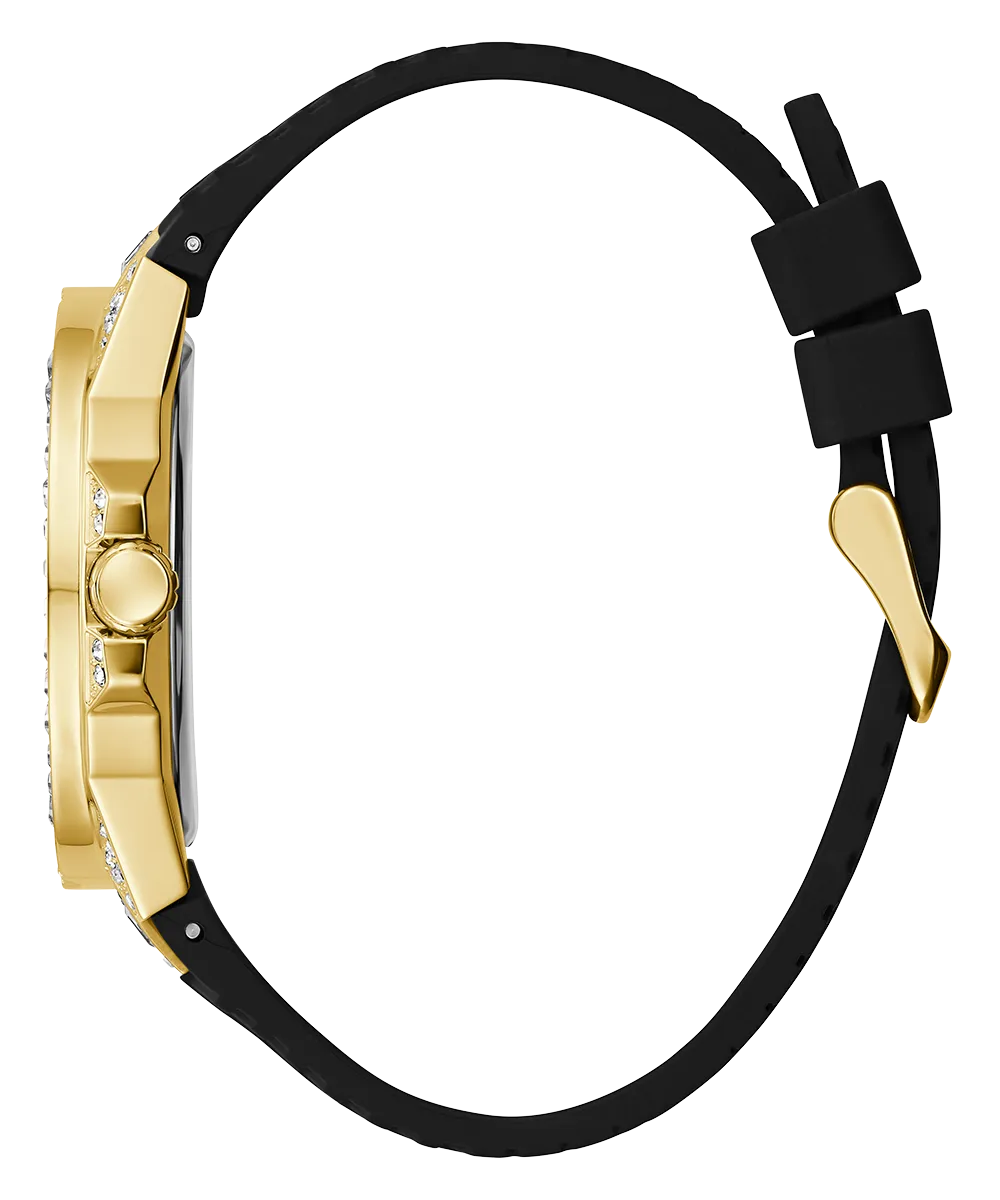 Guess Mens Gold Watches GUESS Mens Black Gold Tone Multi-function Watch