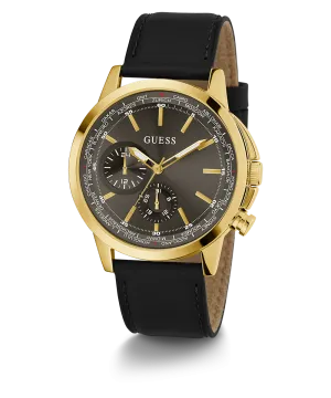 Guess Mens Gold Watches GUESS Mens Black Gold Tone Multi-function Watch