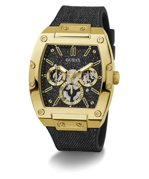 Guess Mens Gold Watches Guess Mens Black Gold Tone Multi-function Watch