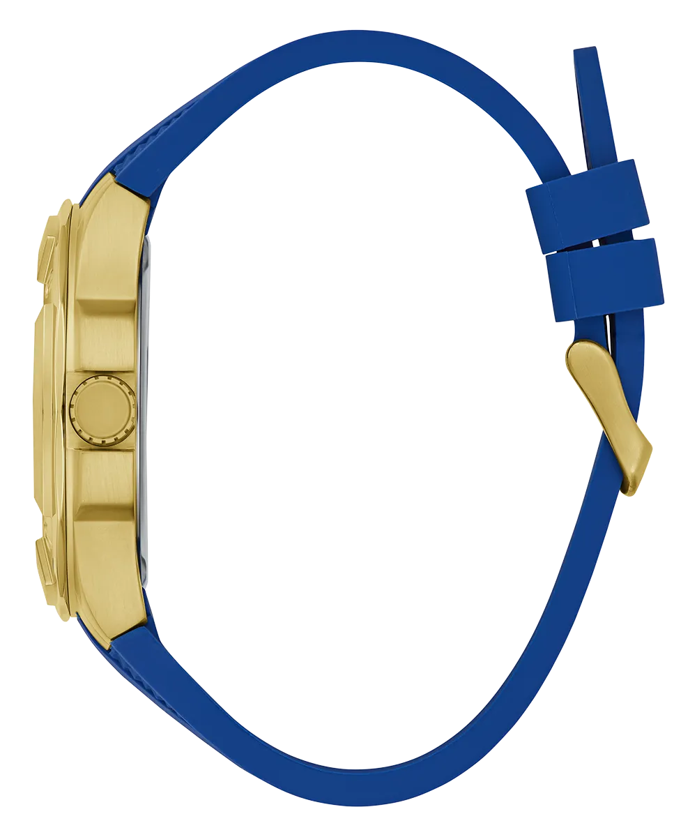 Guess Mens Gold Watches GUESS Mens Blue Gold Tone Multi-function Watch
