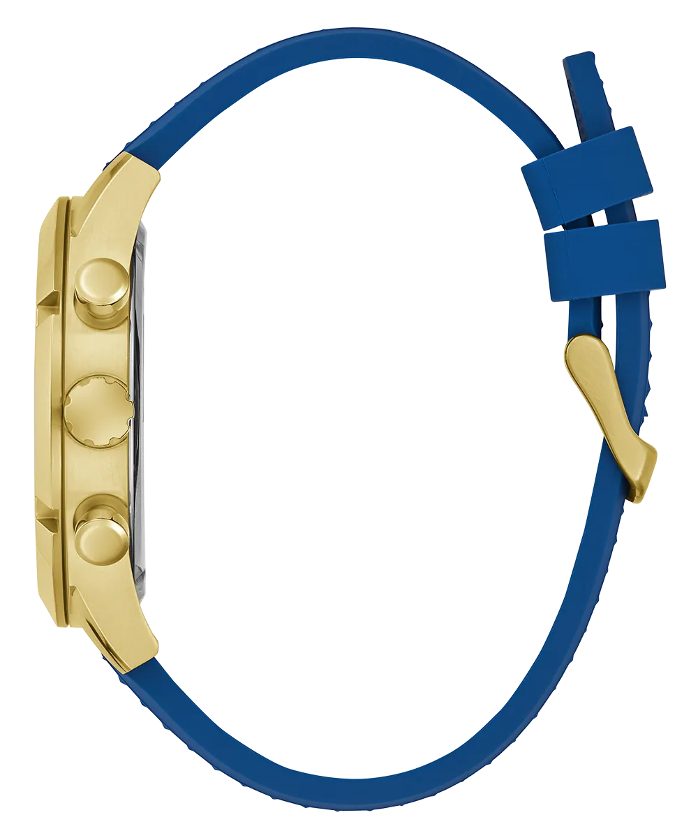 Guess Mens Gold Watches GUESS Mens Blue Gold Tone Multi-function Watch