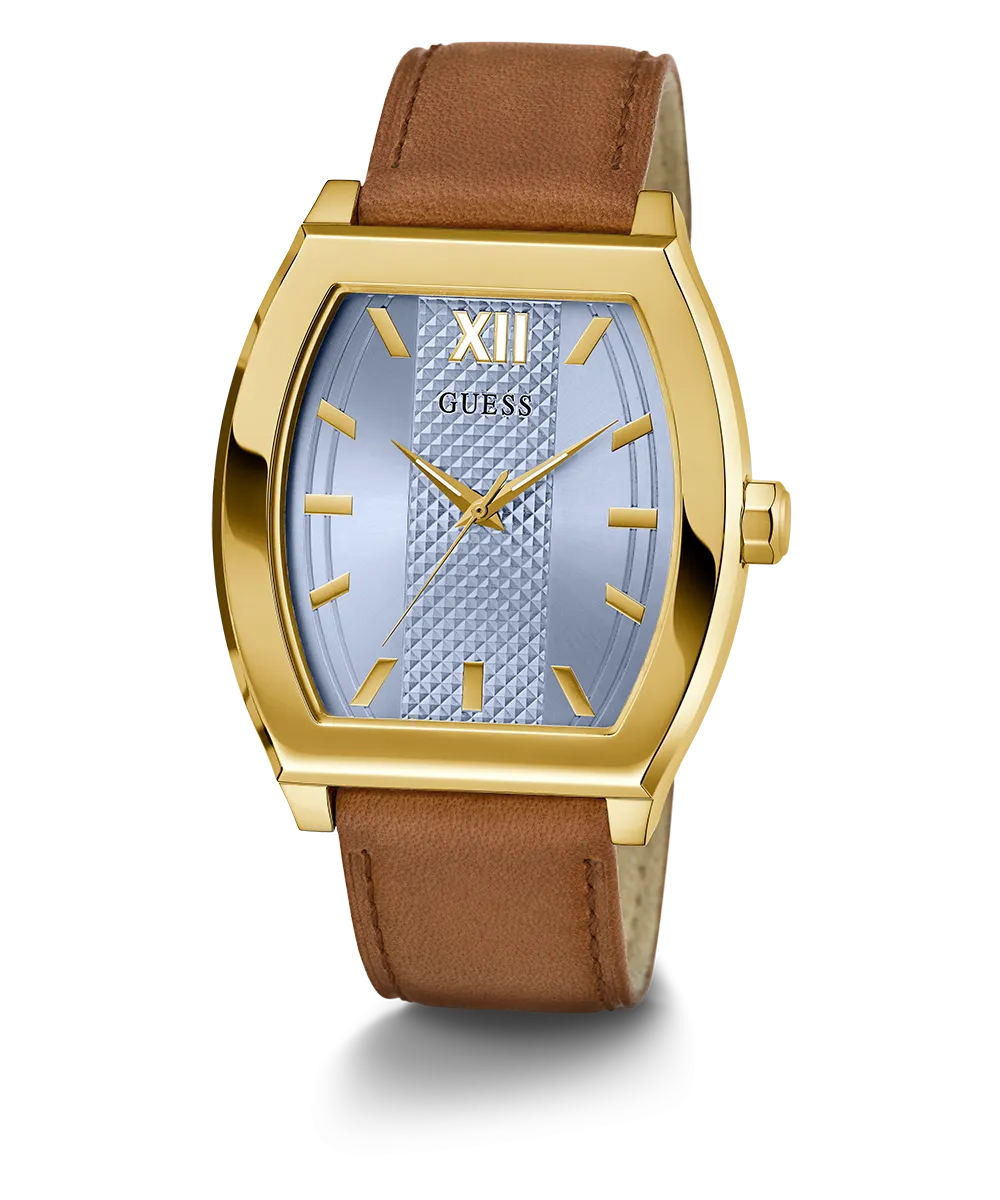 Guess Mens Gold Watches GUESS Mens Brown Gold Tone Analog Watch