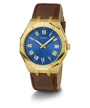 Guess Mens Gold Watches GUESS Mens Brown Gold Tone Analog Watch