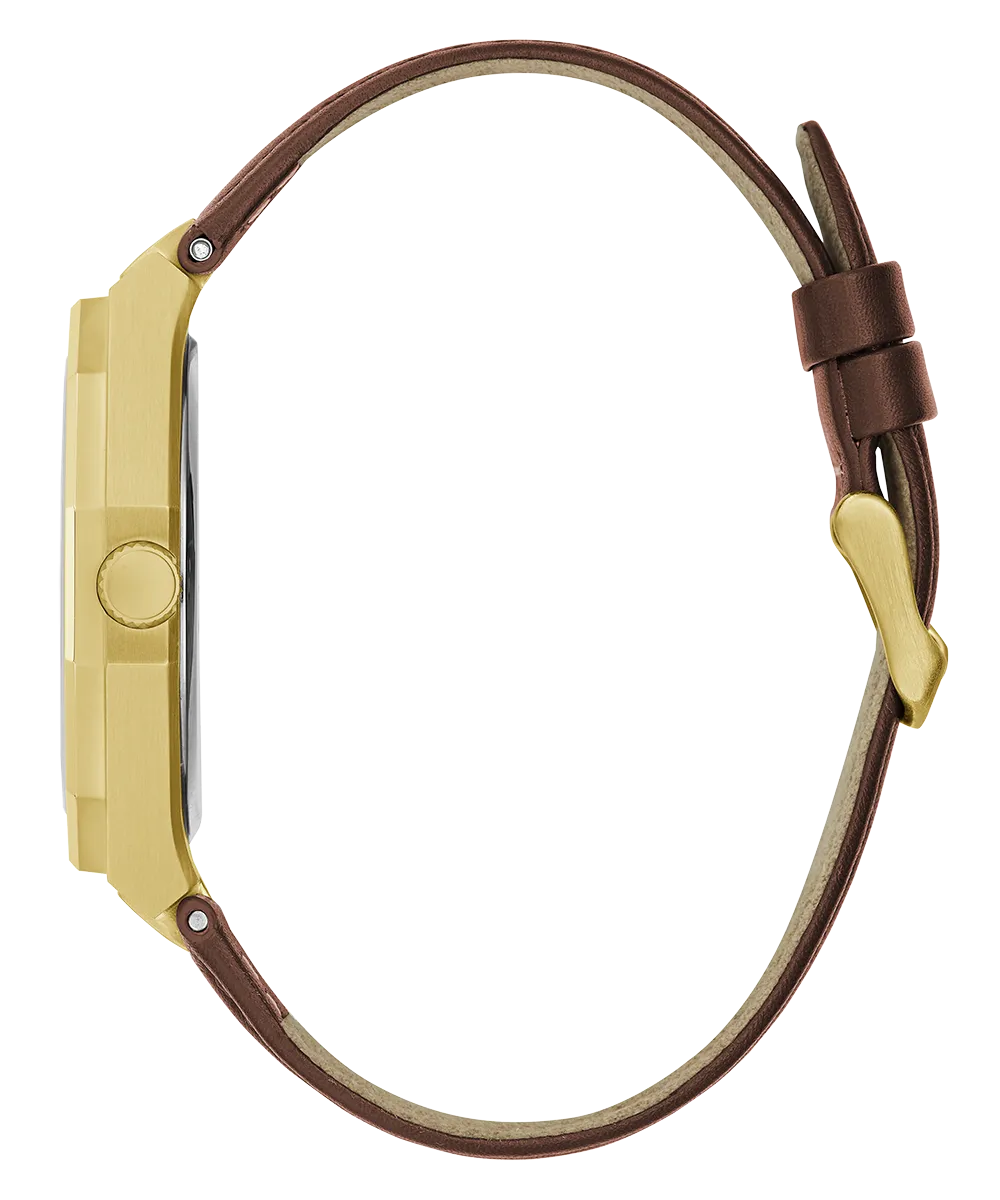 Guess Mens Gold Watches GUESS Mens Brown Gold Tone Analog Watch