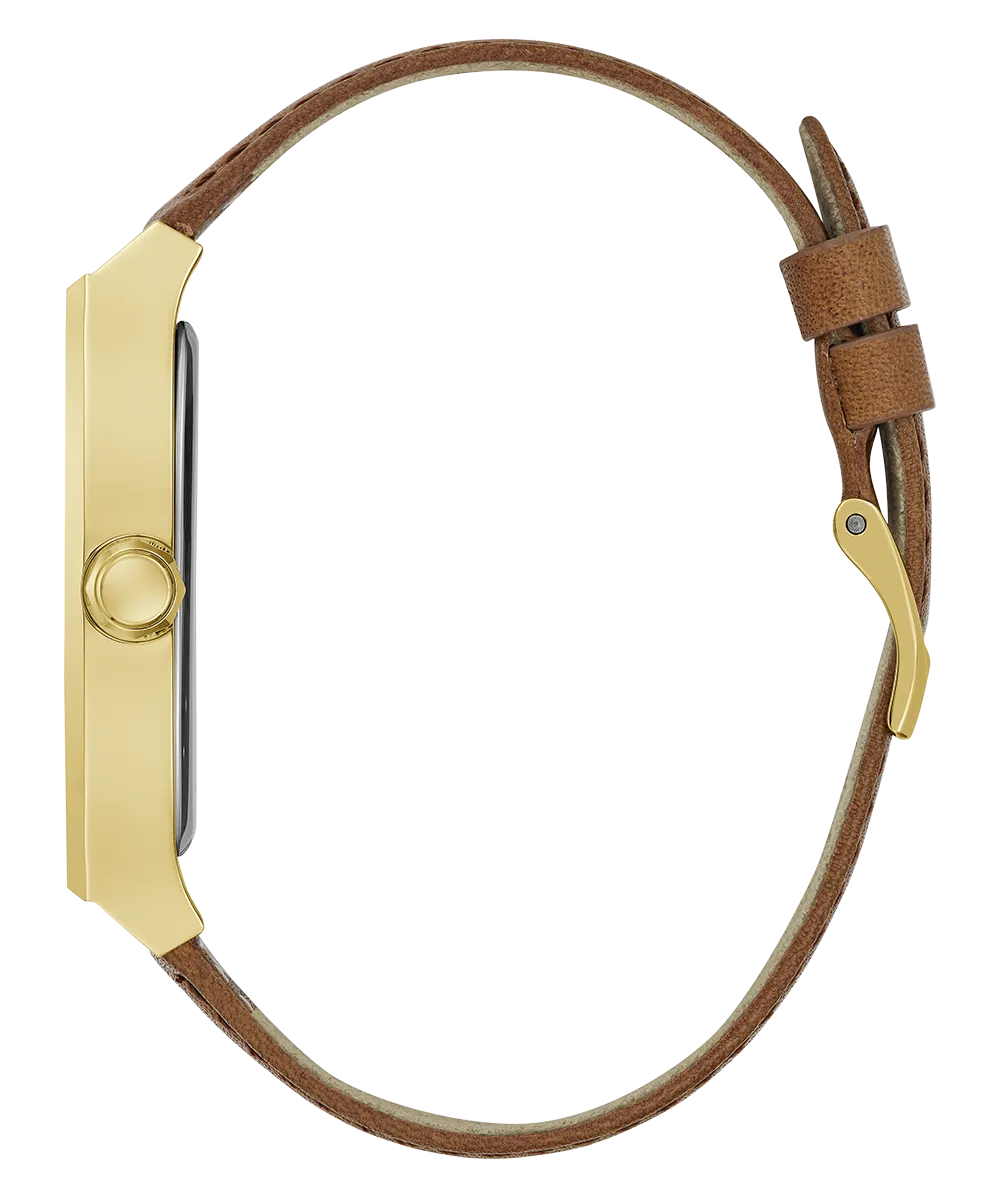 Guess Mens Gold Watches GUESS Mens Brown Gold Tone Analog Watch