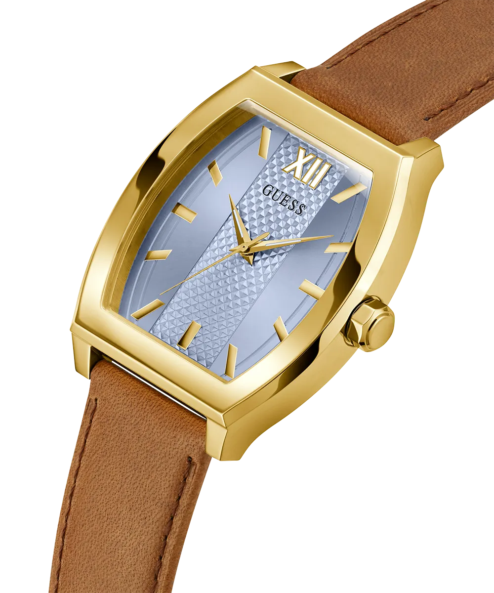 Guess Mens Gold Watches GUESS Mens Brown Gold Tone Analog Watch