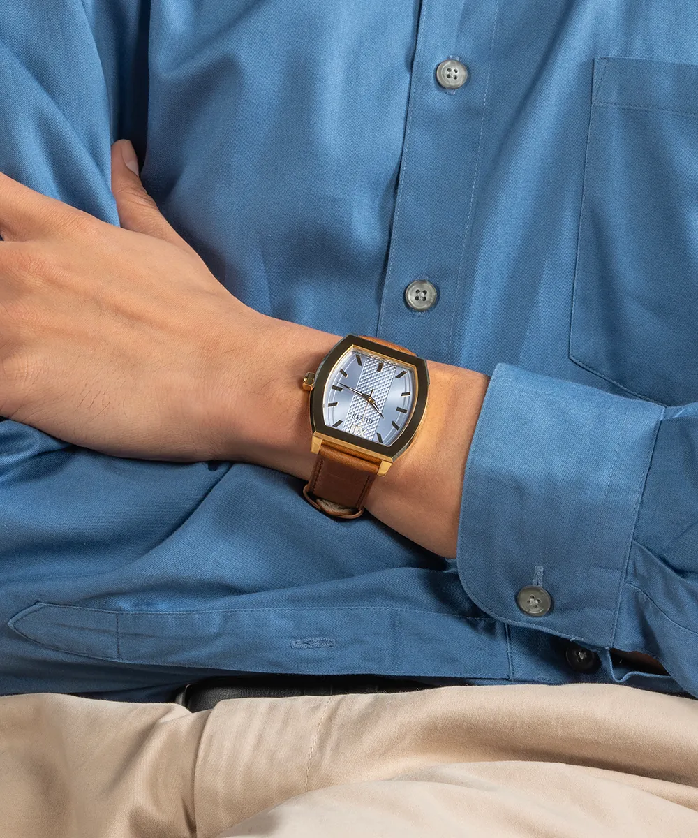 Guess Mens Gold Watches GUESS Mens Brown Gold Tone Analog Watch