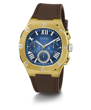 Guess Mens Gold Watches GUESS Mens Brown Gold Tone Multi-function Watch