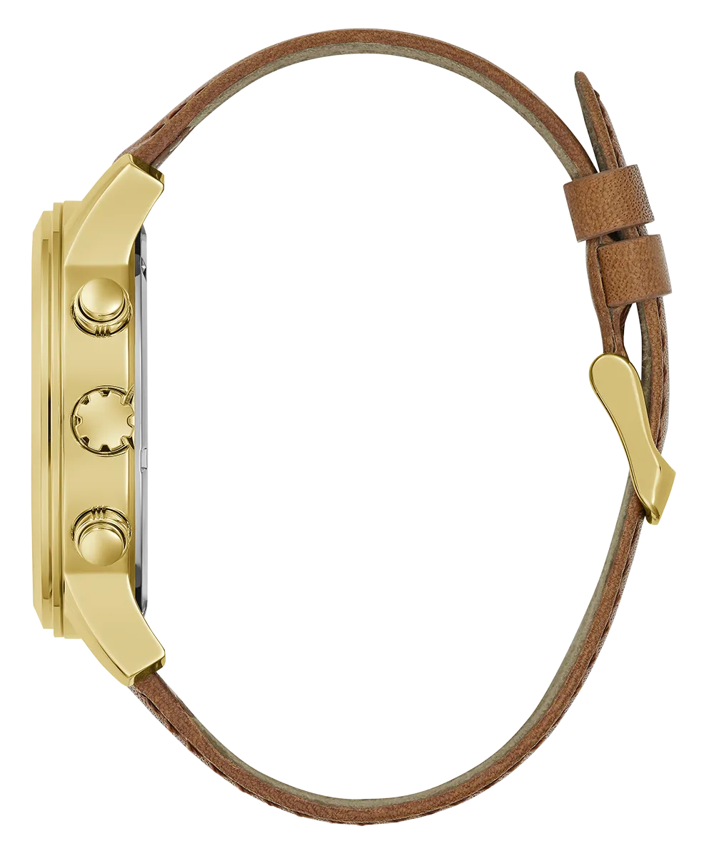 Guess Mens Gold Watches GUESS Mens Brown Gold Tone Multi-function Watch