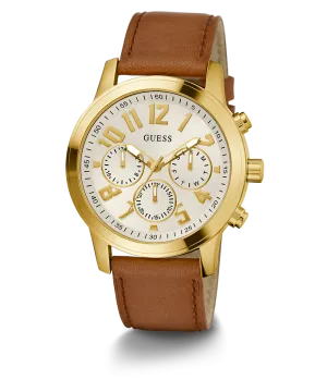Guess Mens Gold Watches GUESS Mens Brown Gold Tone Multi-function Watch