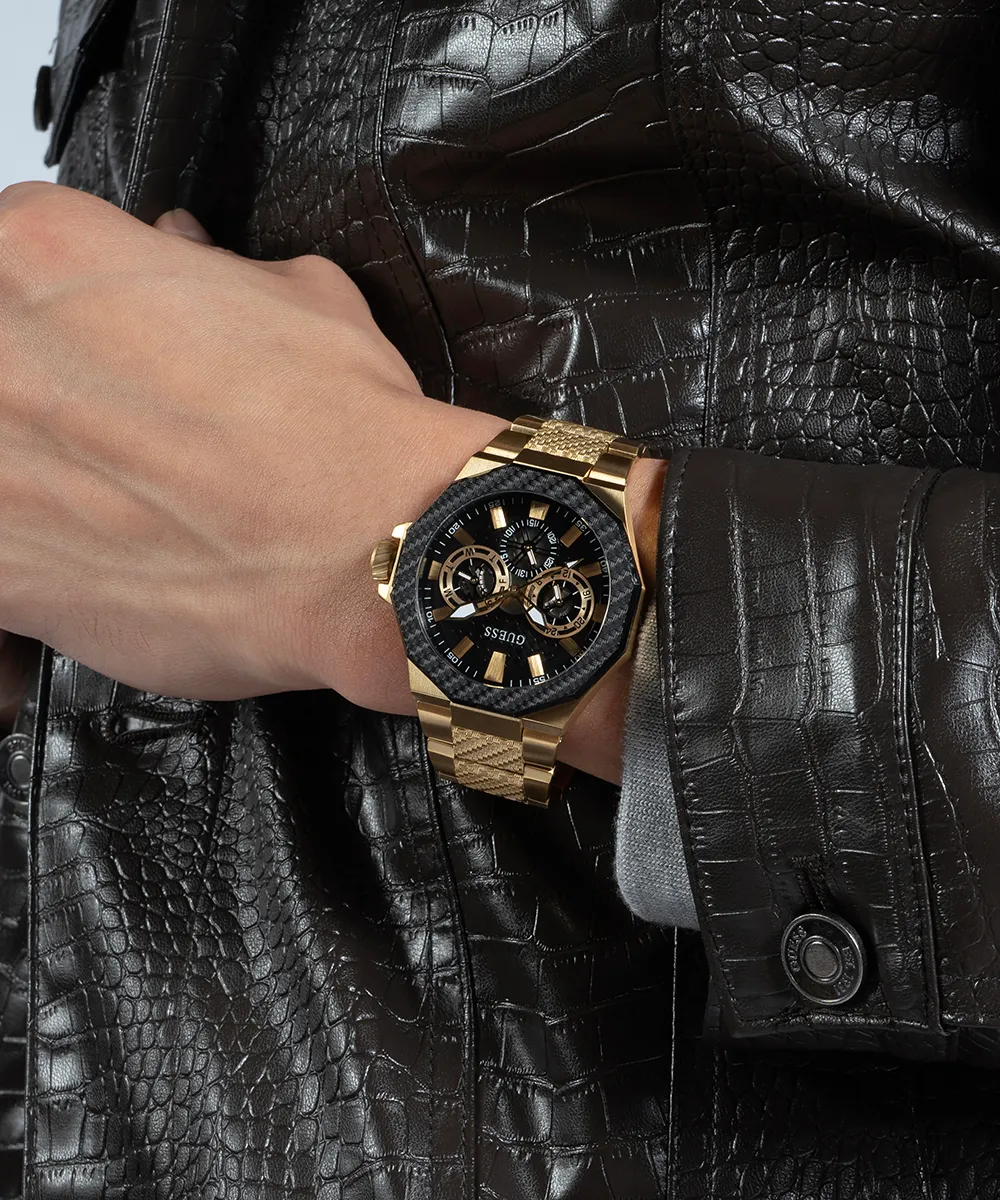 Guess Mens Gold Watches GUESS Mens Gold Tone 2-Tone Multi-function Watch