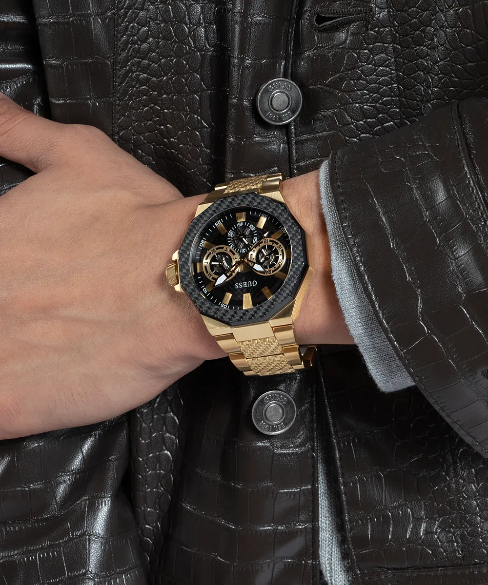 Guess Mens Gold Watches GUESS Mens Gold Tone 2-Tone Multi-function Watch