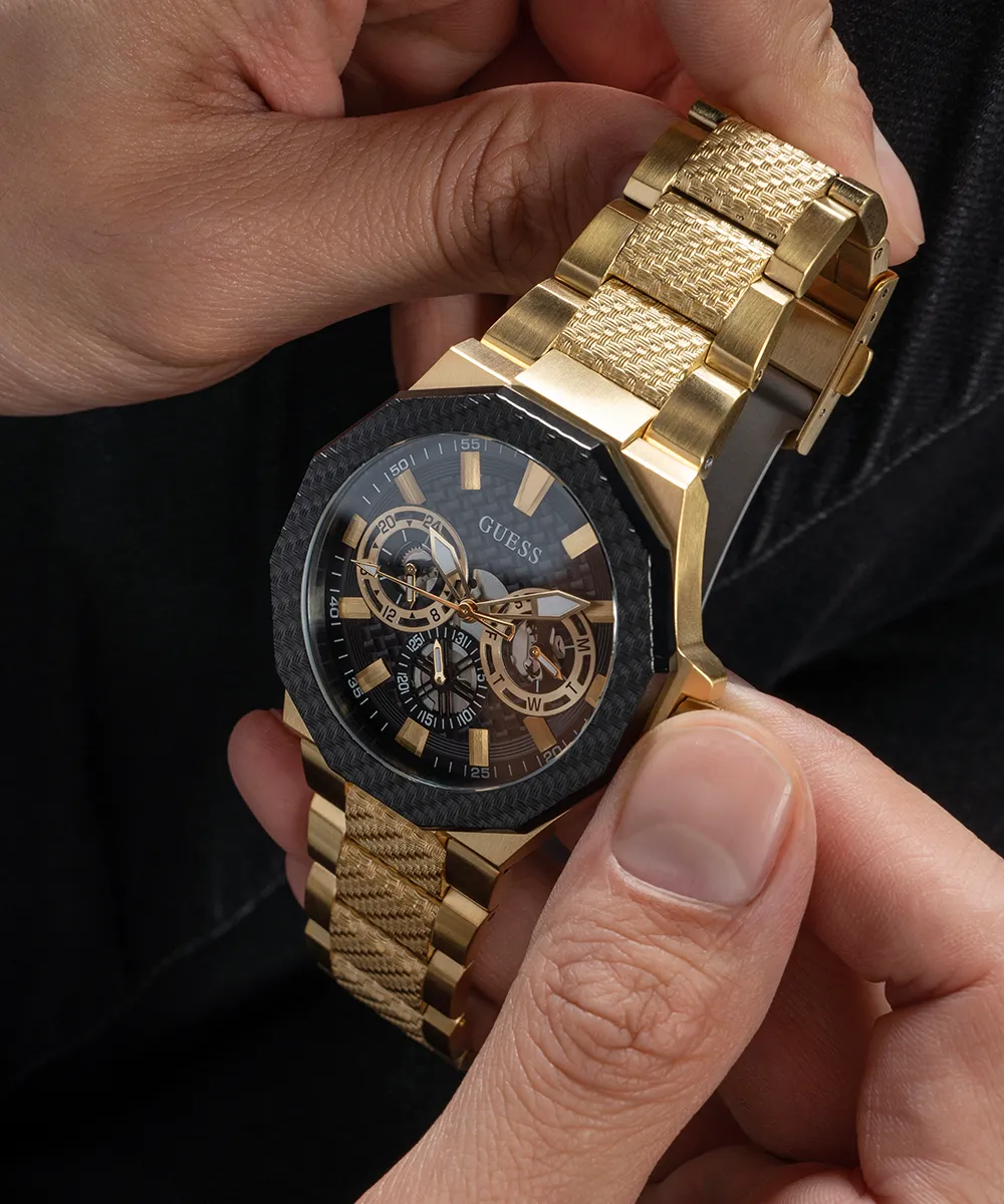 Guess Mens Gold Watches GUESS Mens Gold Tone 2-Tone Multi-function Watch