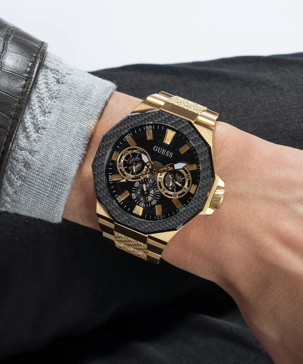Guess Mens Gold Watches GUESS Mens Gold Tone 2-Tone Multi-function Watch
