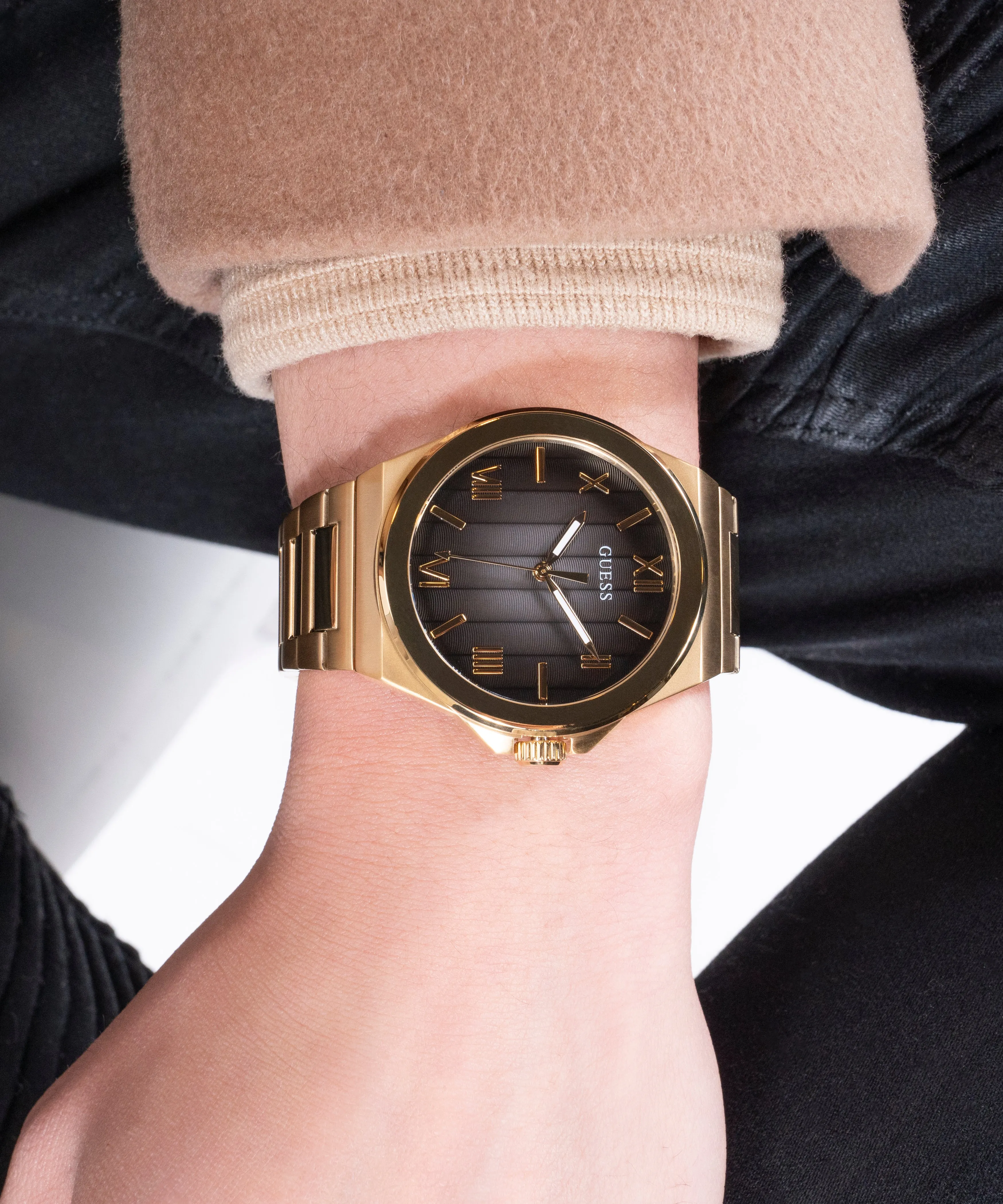 Guess Mens Gold Watches GUESS Mens Gold Tone Analog Watch
