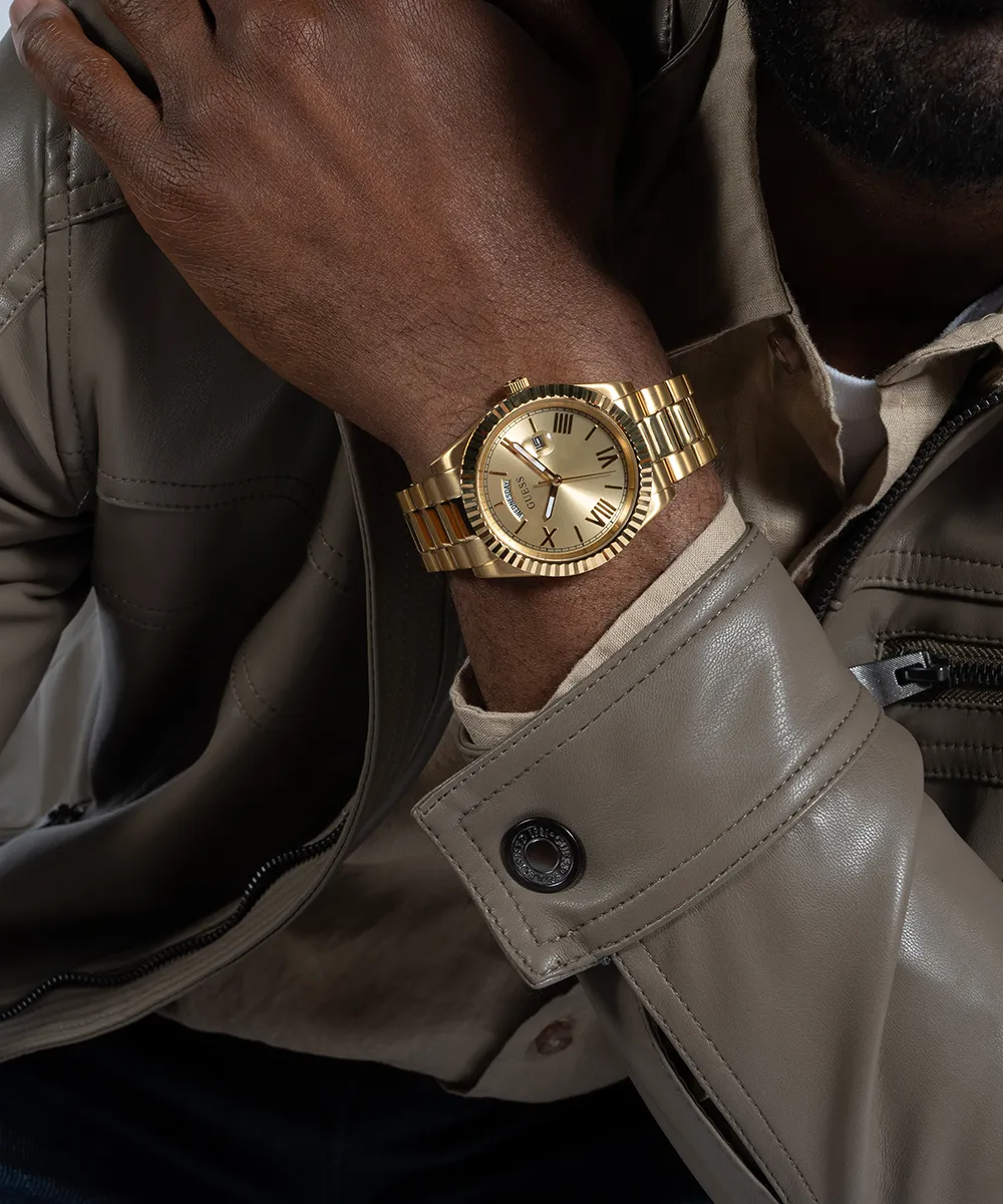 Guess Mens Gold Watches GUESS Mens Gold Tone Day/Date Watch