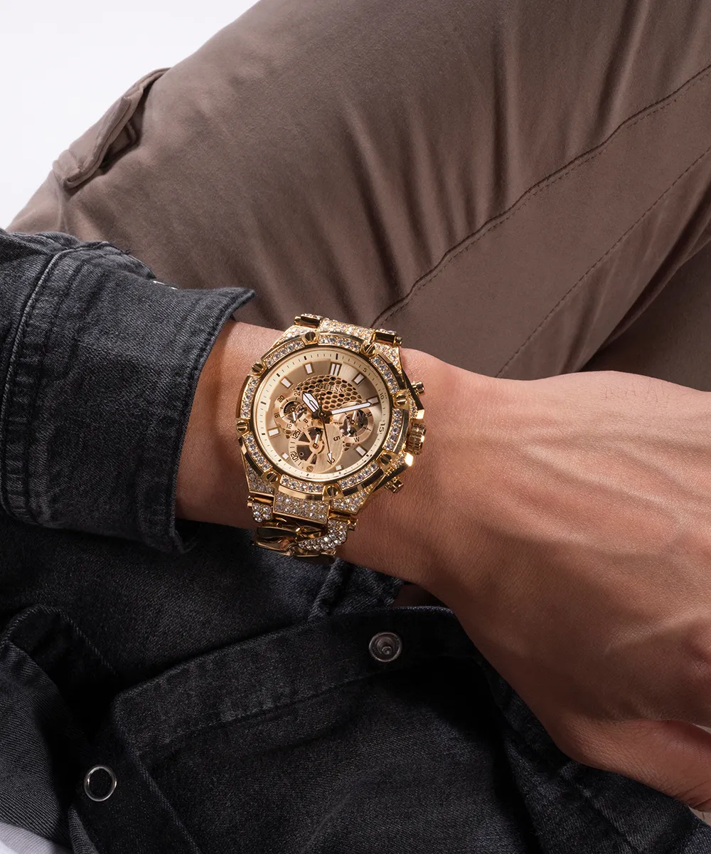 Guess Mens Gold Watches GUESS Mens Gold Tone Multi-function Watch