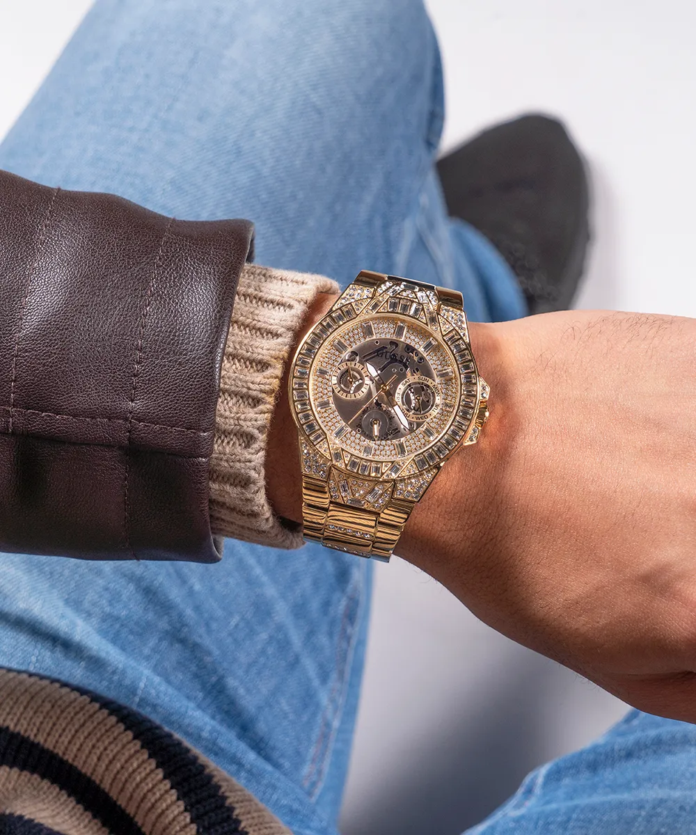 Guess Mens Gold Watches GUESS Mens Gold Tone Multi-function Watch