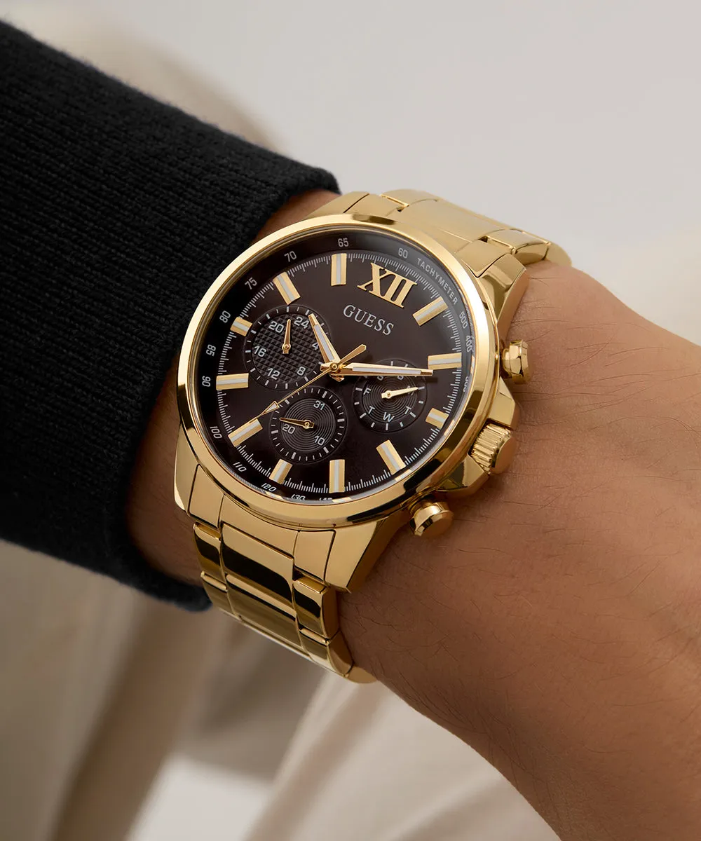 Guess Mens Gold Watches GUESS Mens Gold Tone Multi-function Watch