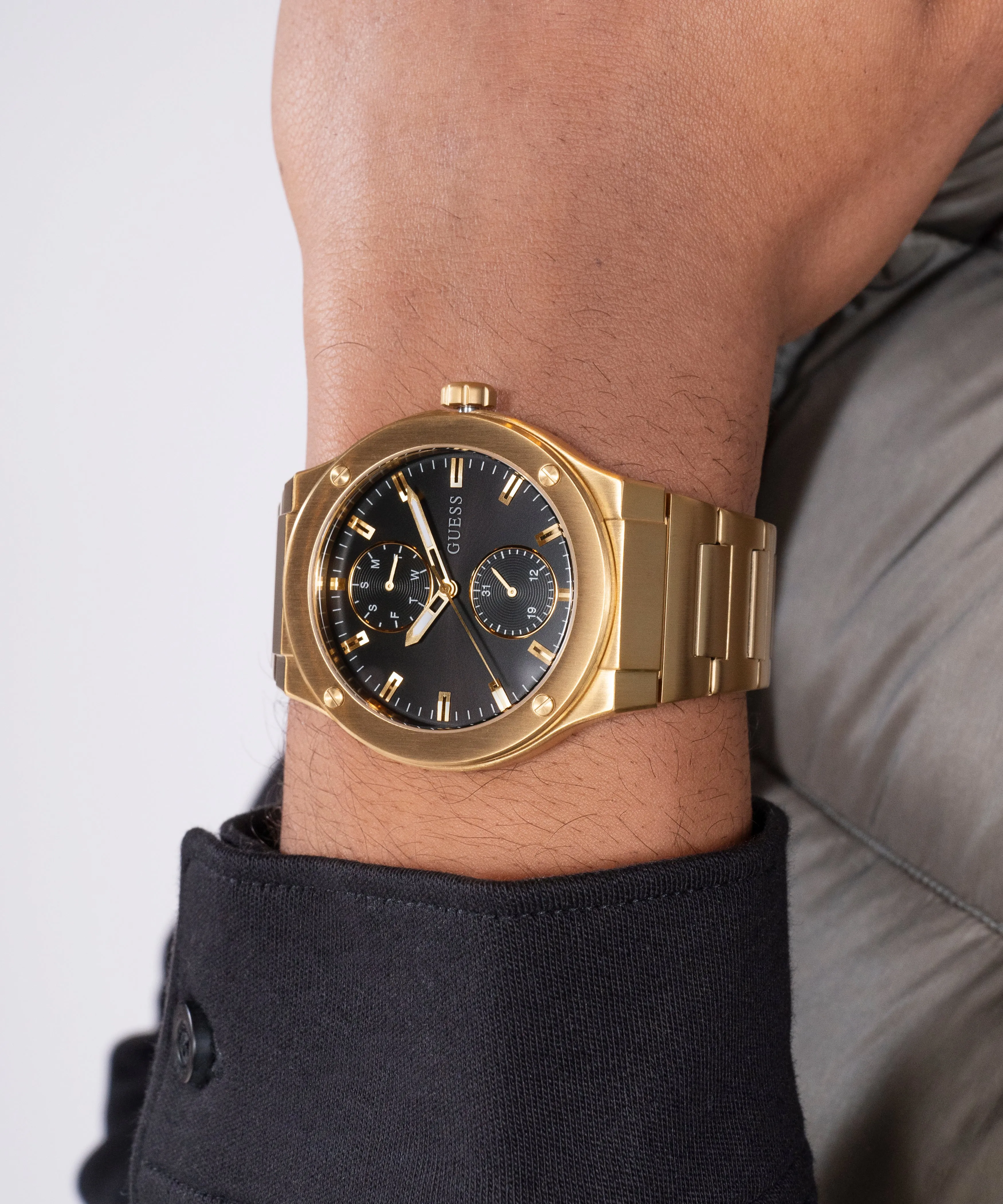Guess Mens Gold Watches GUESS Mens Gold Tone Multi-function Watch