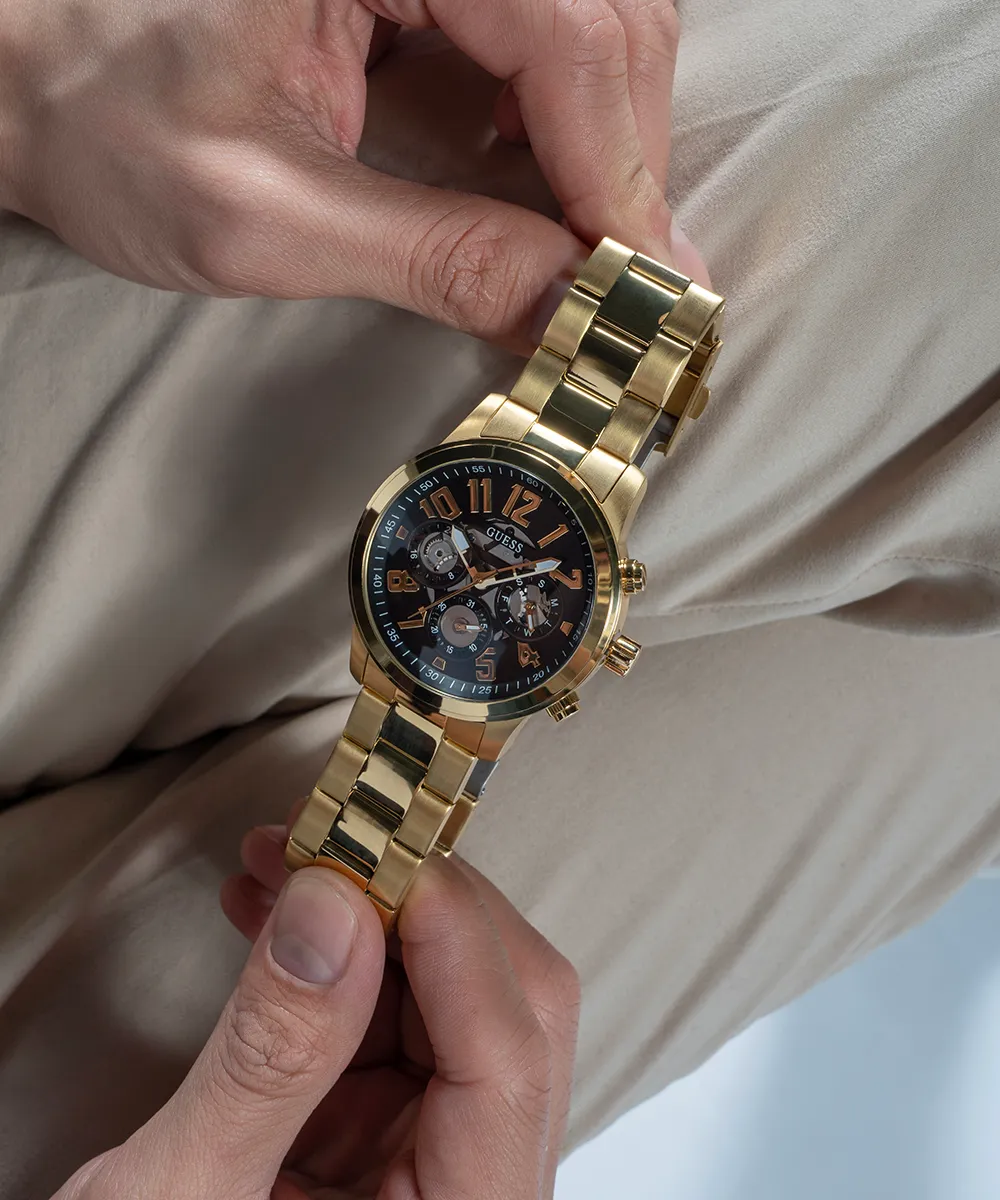 Guess Mens Gold Watches GUESS Mens Gold Tone Multi-function Watch