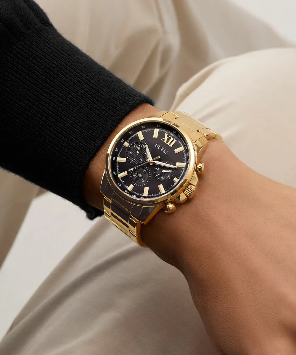 Guess Mens Gold Watches GUESS Mens Gold Tone Multi-function Watch