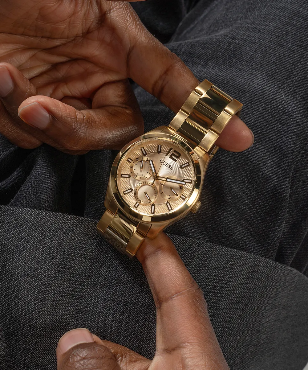 Guess Mens Gold Watches GUESS Mens Gold Tone Multi-function Watch