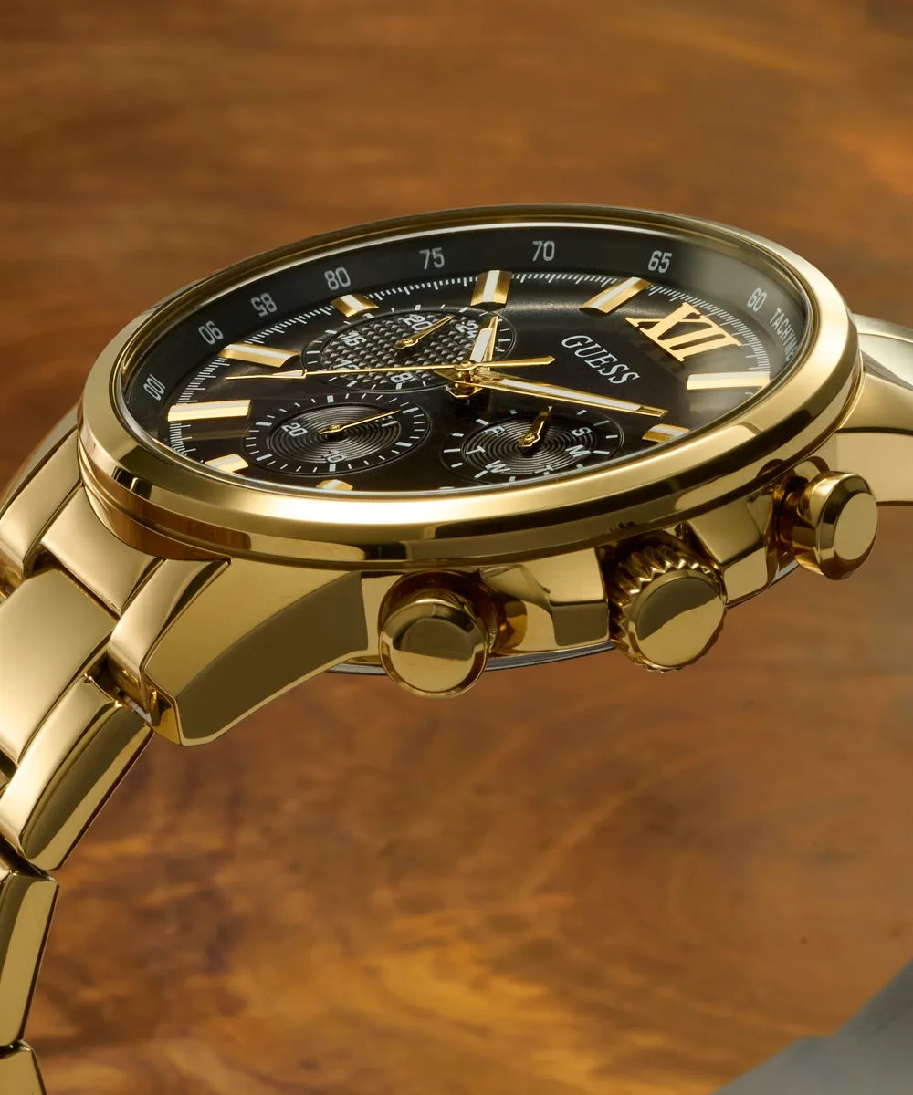 Guess Mens Gold Watches GUESS Mens Gold Tone Multi-function Watch