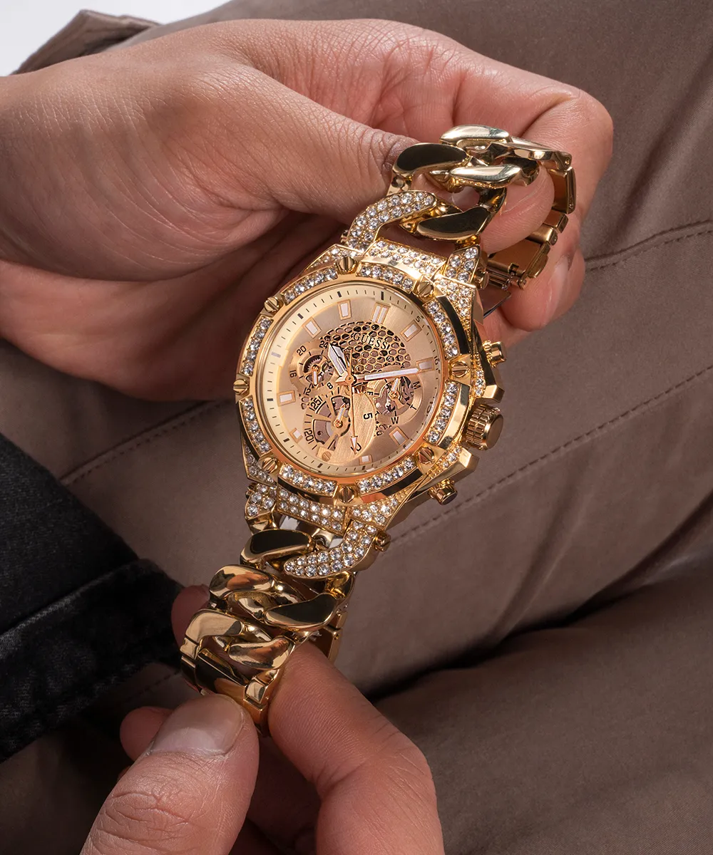 Guess Mens Gold Watches GUESS Mens Gold Tone Multi-function Watch