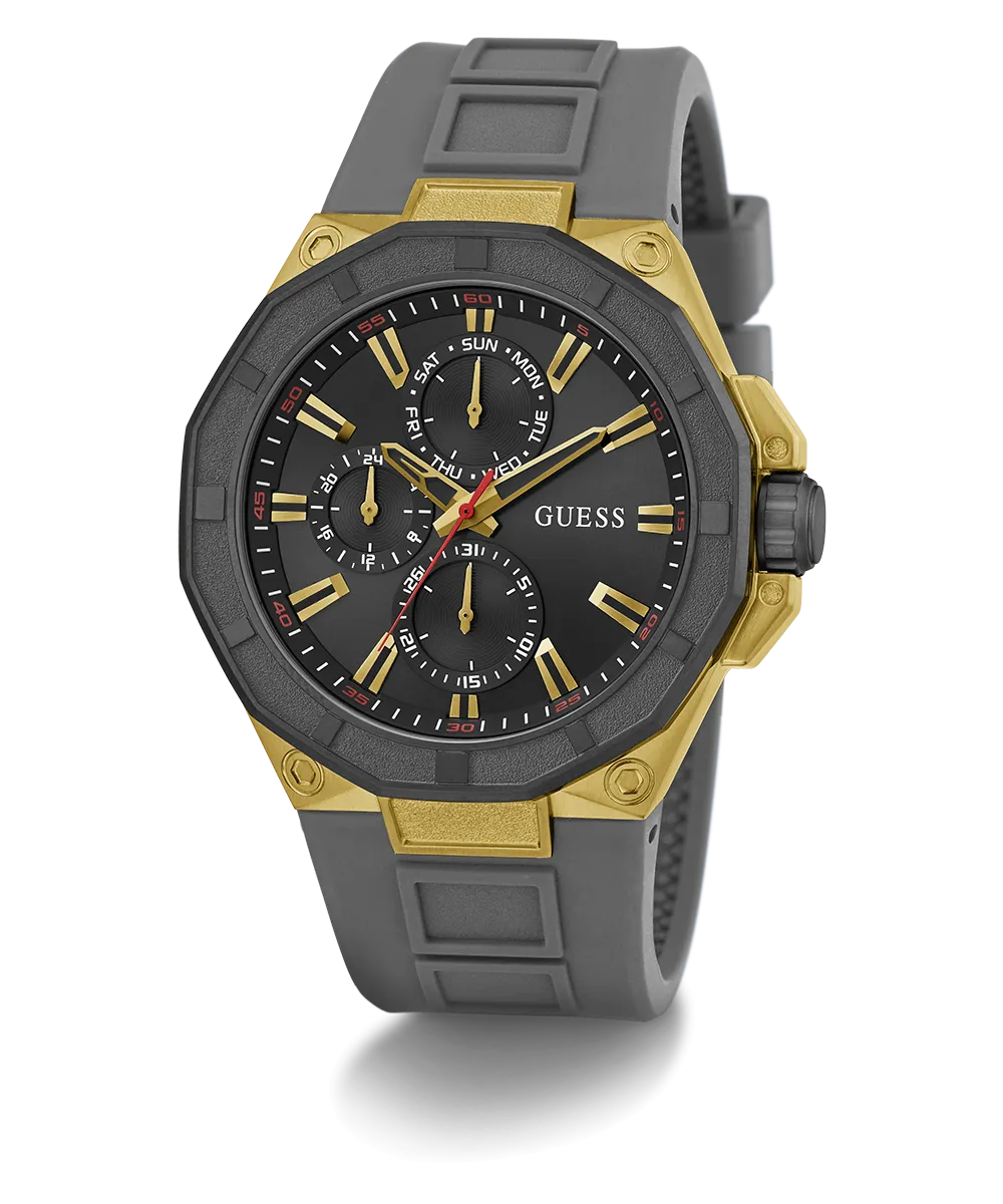 Guess Mens Gold Watches GUESS Mens Gray Gold Tone Multi-function Watch