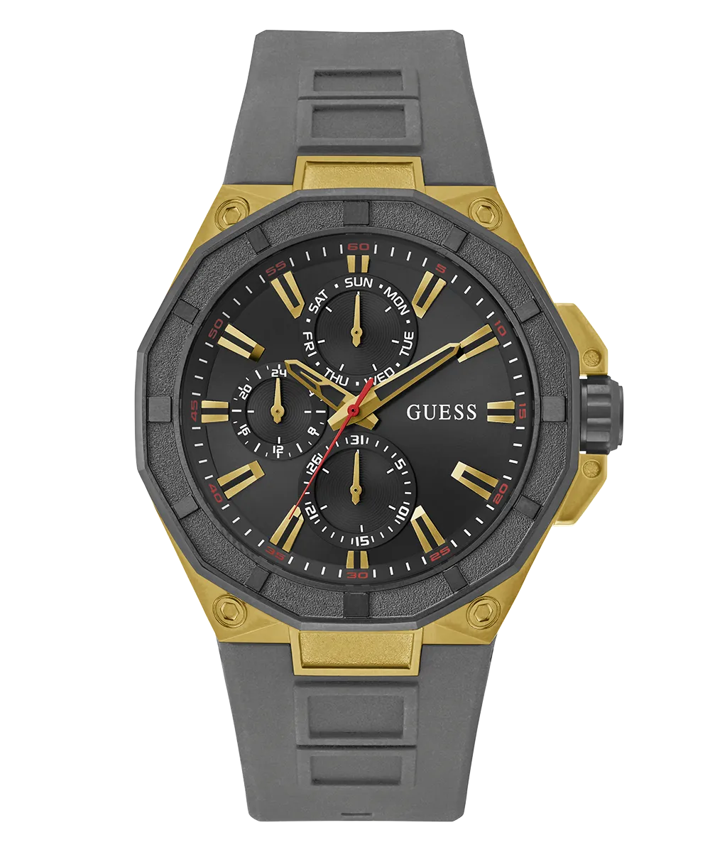 Guess Mens Gold Watches GUESS Mens Gray Gold Tone Multi-function Watch