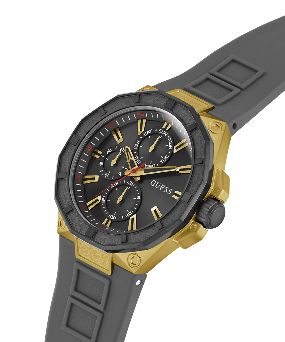 Guess Mens Gold Watches GUESS Mens Gray Gold Tone Multi-function Watch