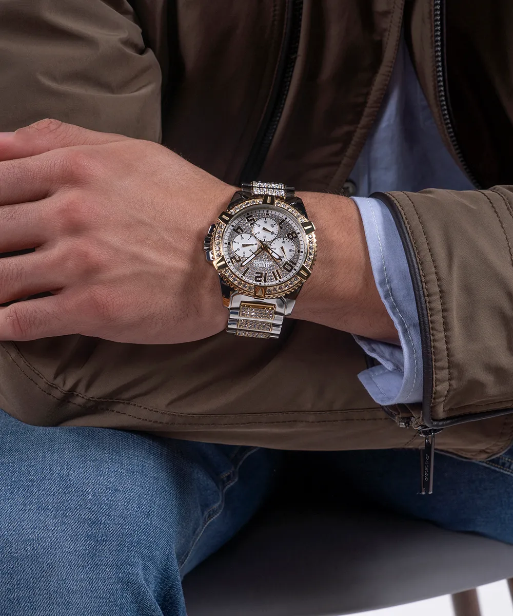 Guess Mens Gold Watches GUESS Mens Silver Tone/Gold Tone Multi-function Watch