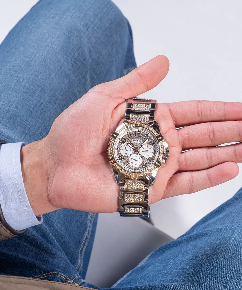 Guess Mens Gold Watches GUESS Mens Silver Tone/Gold Tone Multi-function Watch