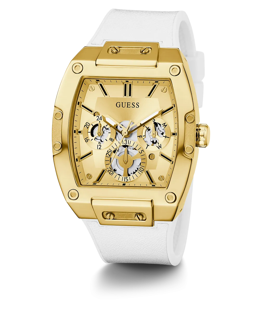 Guess Mens Gold Watches GUESS Mens White Gold Tone Multi-function Watch