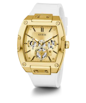 Guess Mens Gold Watches GUESS Mens White Gold Tone Multi-function Watch