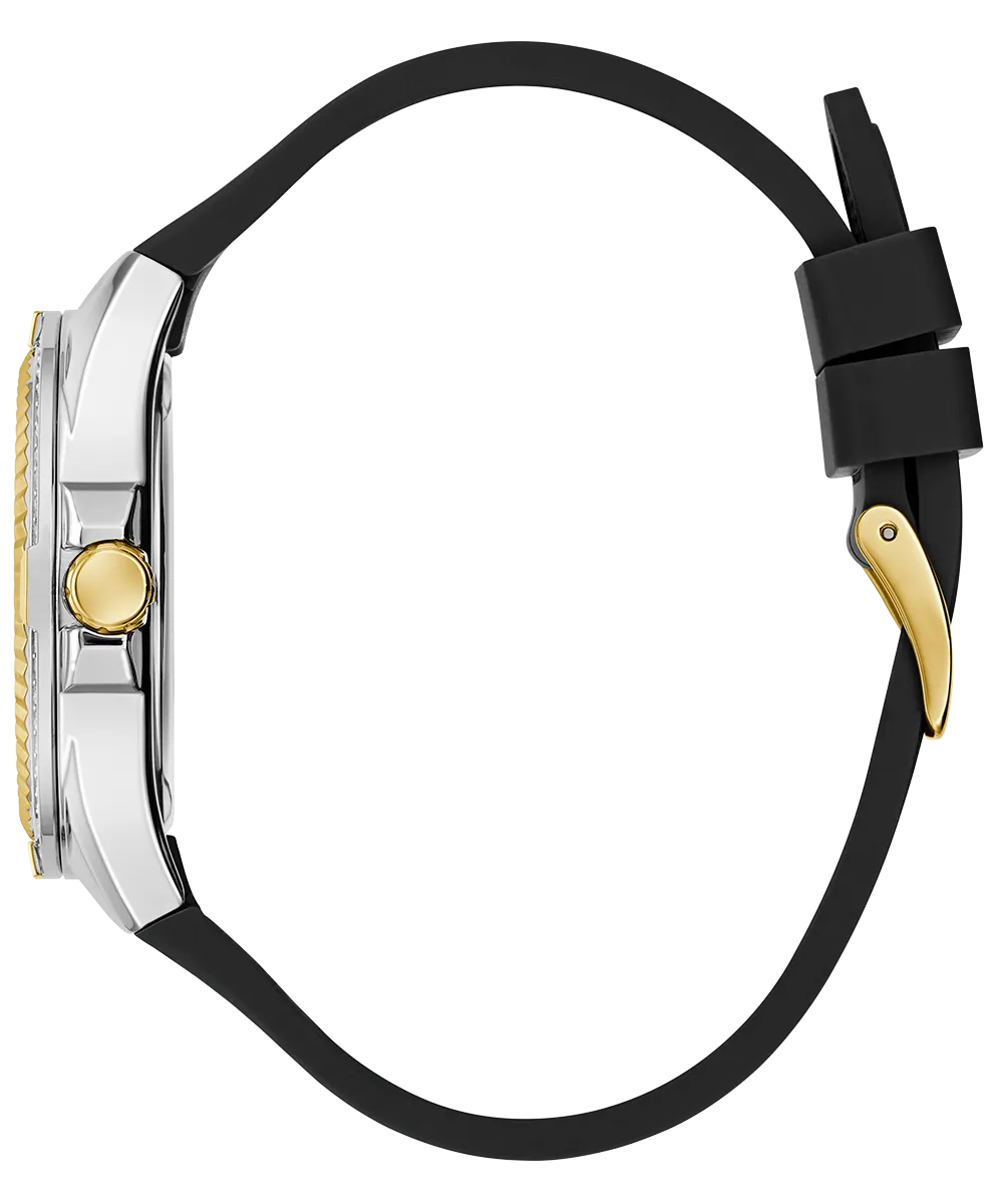 Guess Womens Silicone Watches GUESS Ladies Black 2-Tone Multi-function Watch