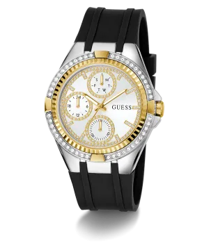 Guess Womens Silicone Watches GUESS Ladies Black 2-Tone Multi-function Watch