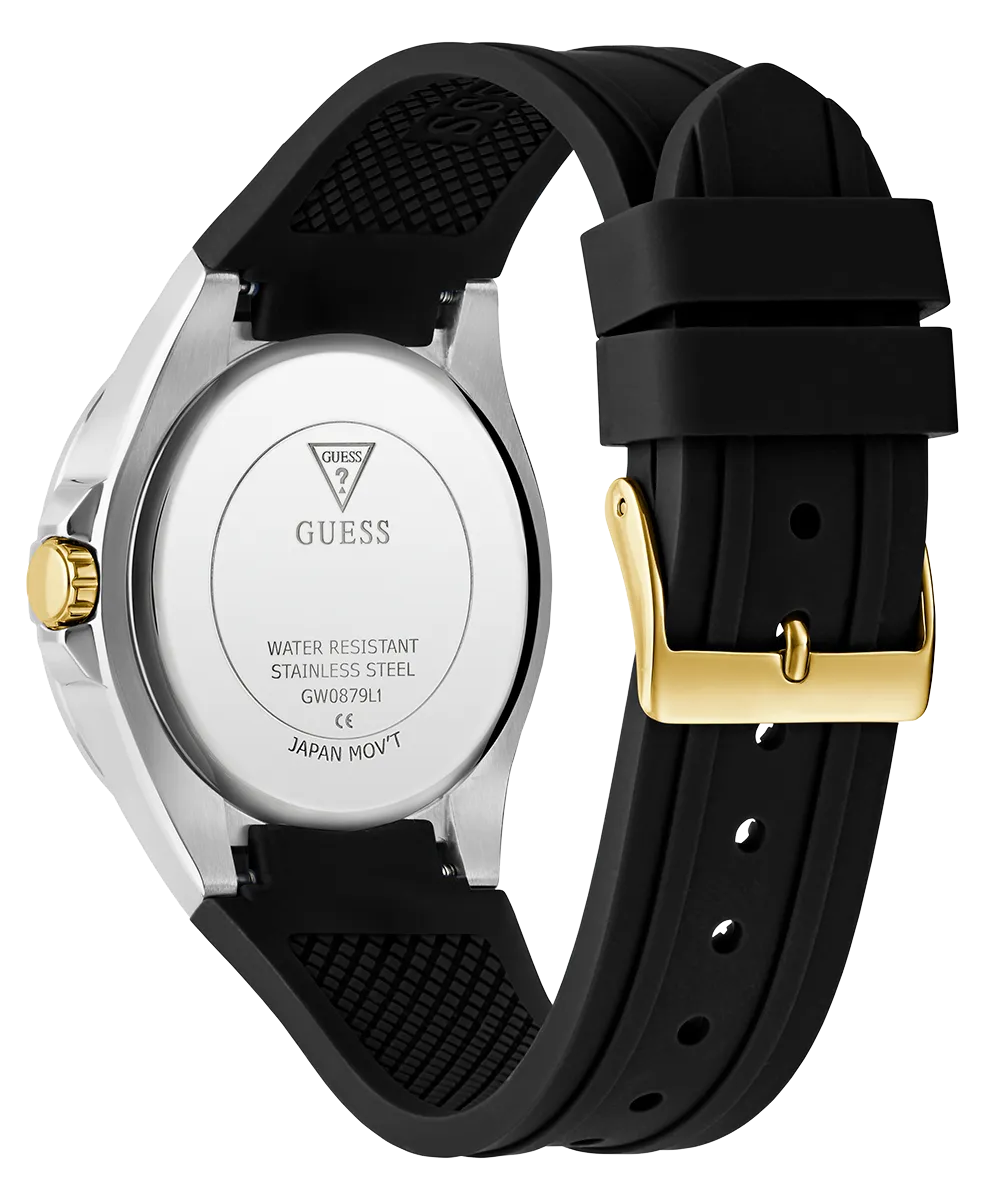 Guess Womens Silicone Watches GUESS Ladies Black 2-Tone Multi-function Watch