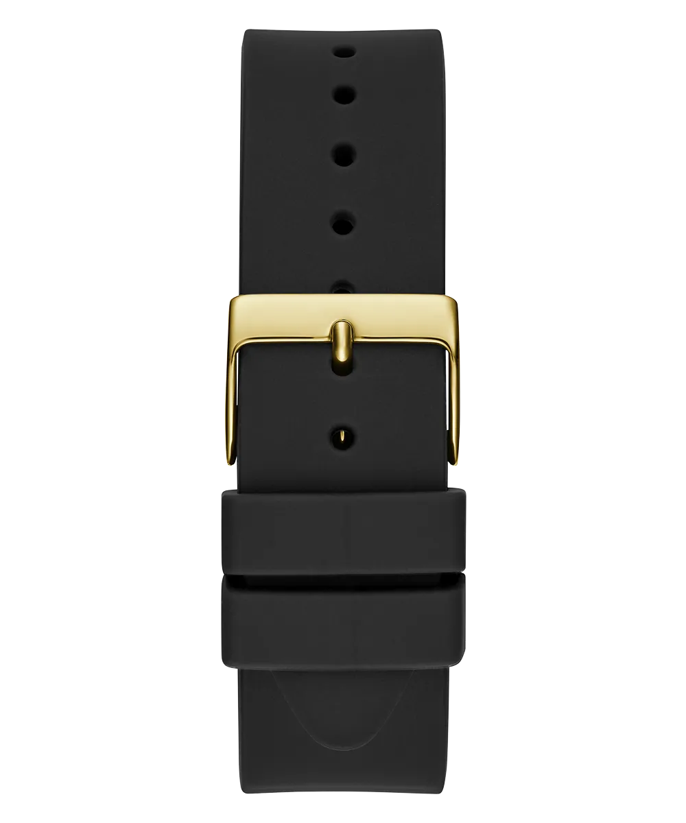 Guess Womens Silicone Watches GUESS Ladies Black Gold Tone Analog Watch