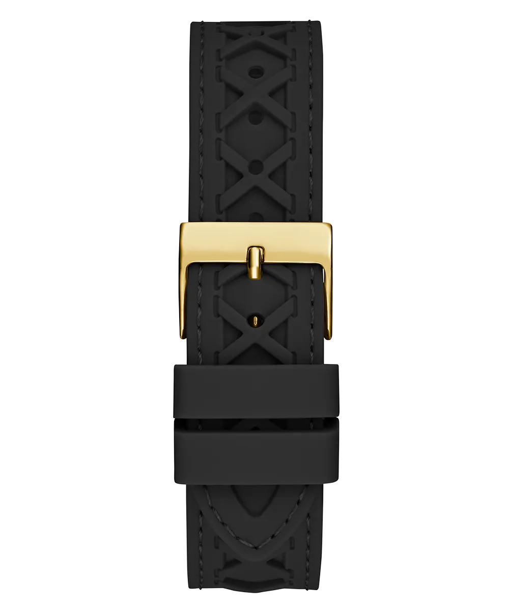 Guess Womens Silicone Watches GUESS Ladies Black Gold Tone Analog Watch