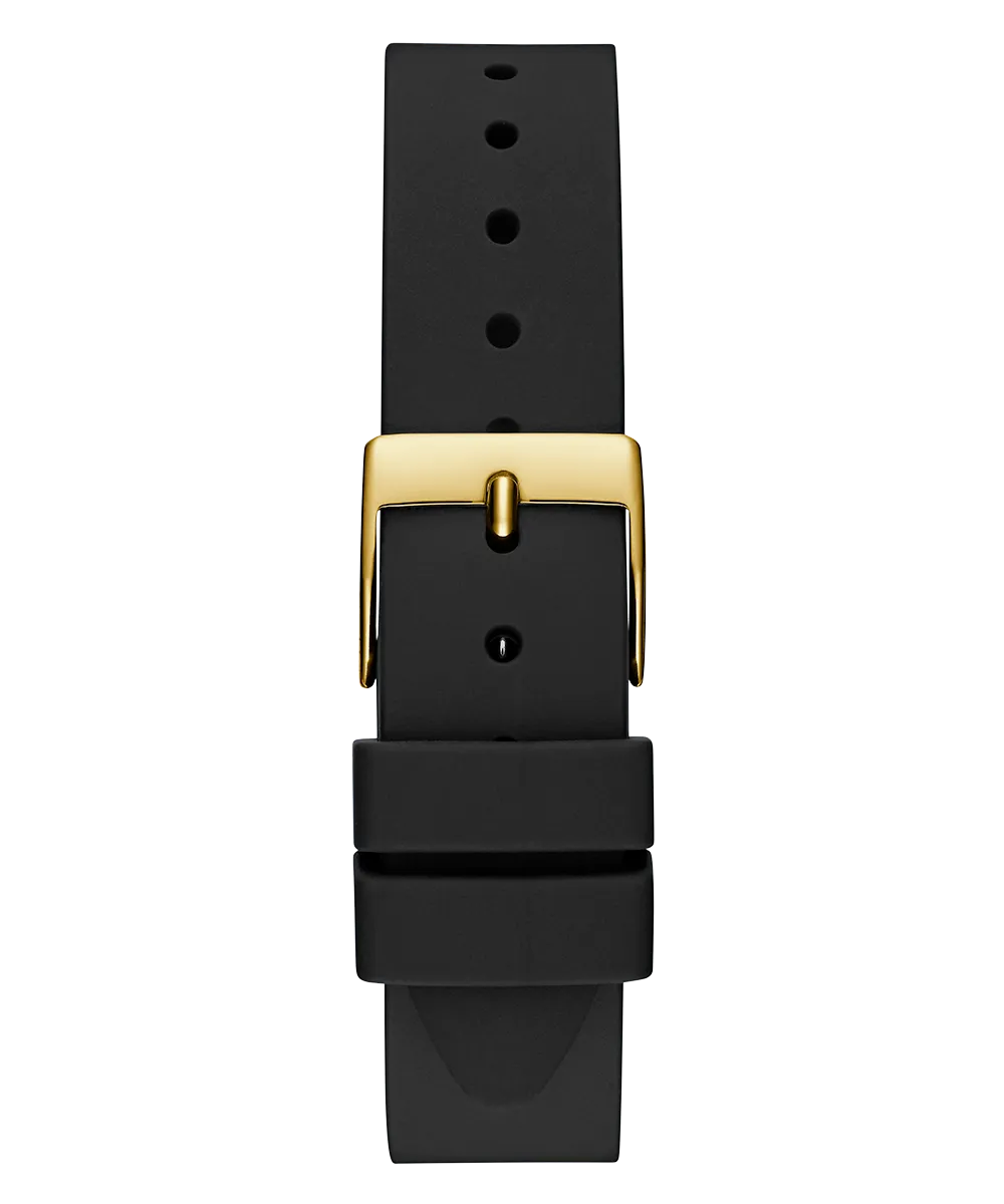 Guess Womens Silicone Watches GUESS Ladies Black Gold Tone Analog Watch