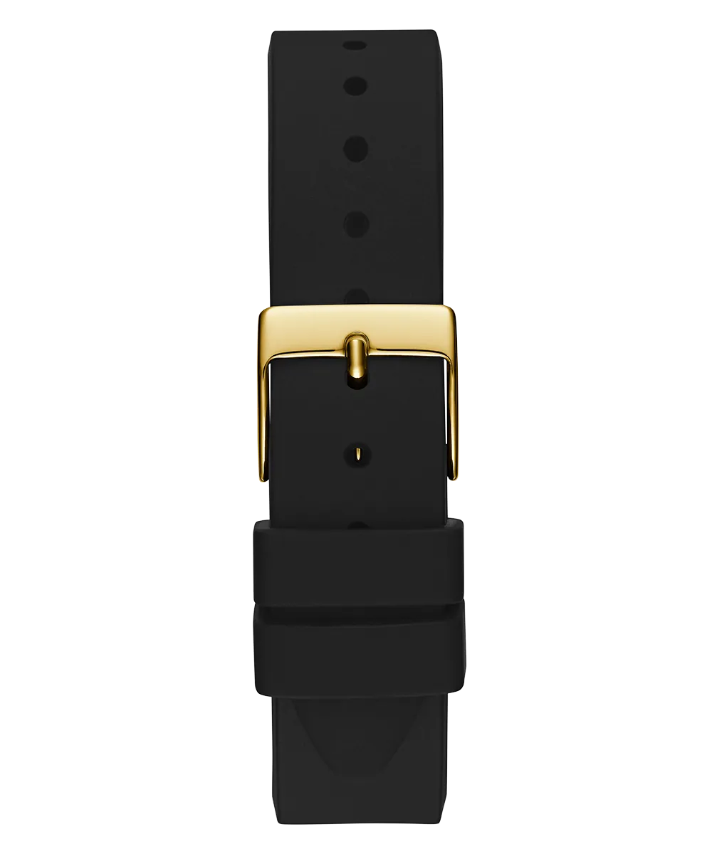 Guess Womens Silicone Watches GUESS Ladies Black Gold Tone Analog Watch