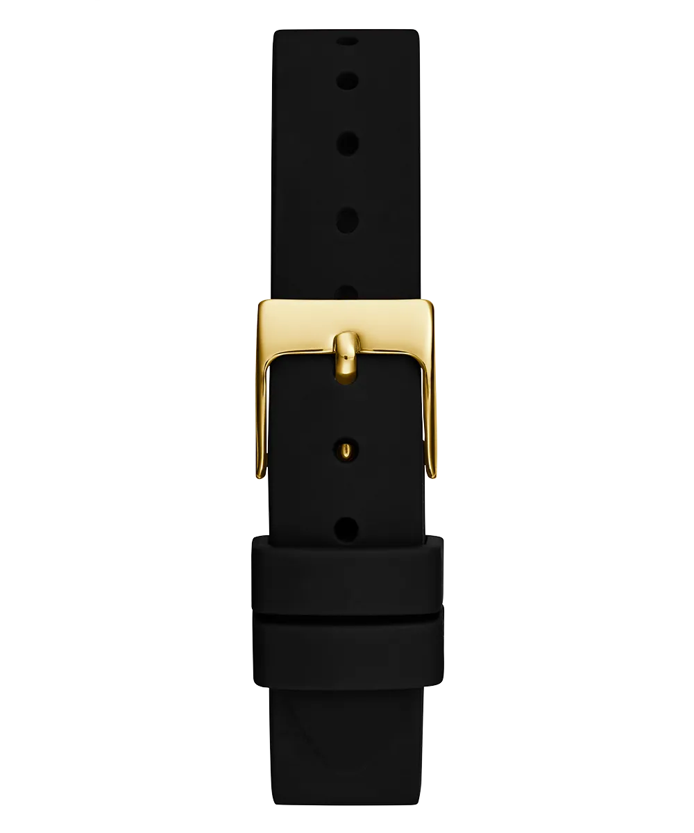 Guess Womens Silicone Watches GUESS Ladies Black Gold Tone Analog Watch