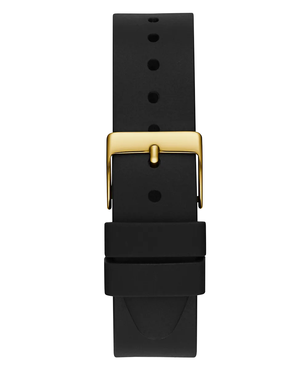 Guess Womens Silicone Watches GUESS Ladies Black Gold Tone Analog Watch