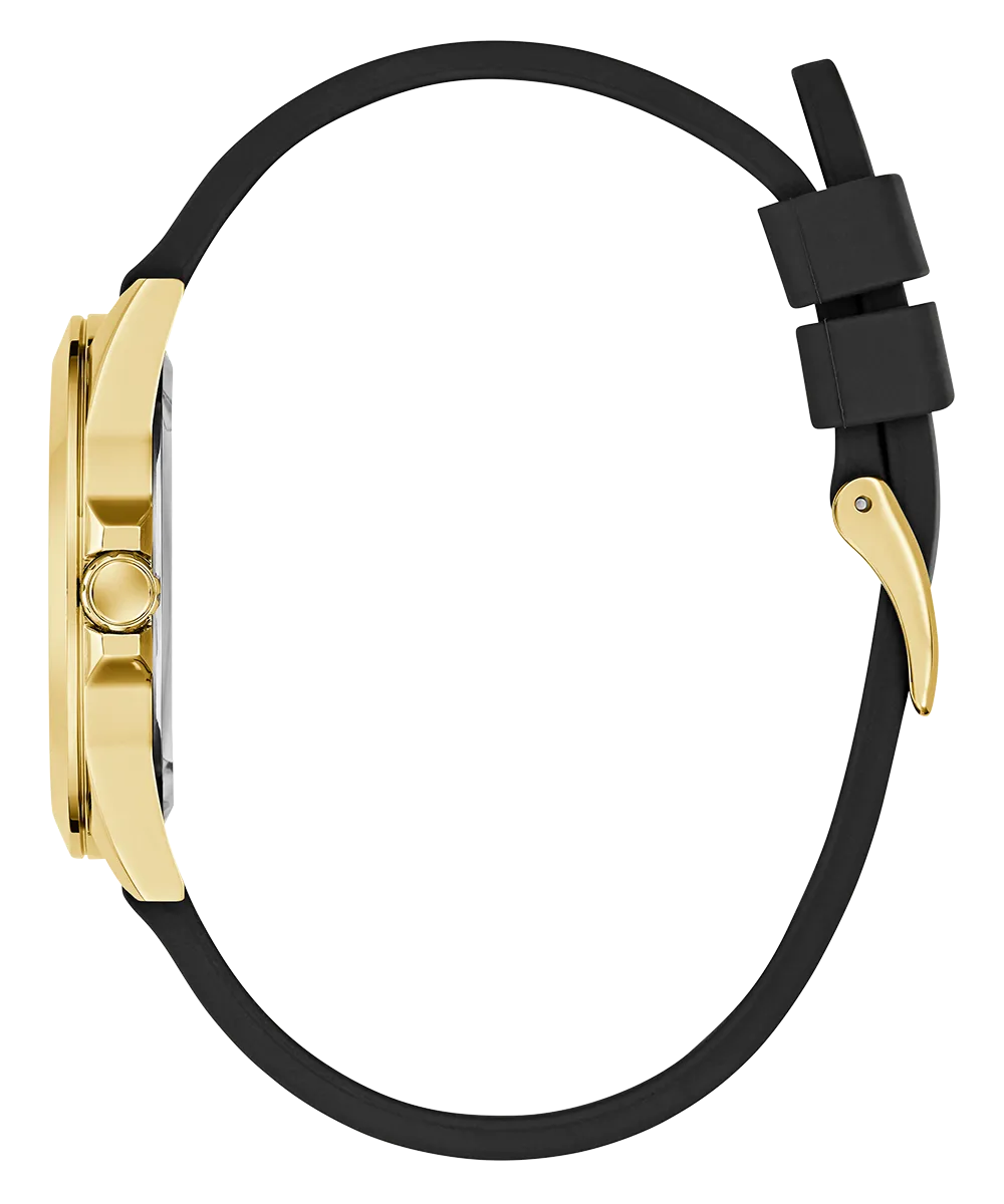 Guess Womens Silicone Watches GUESS Ladies Black Gold Tone Analog Watch