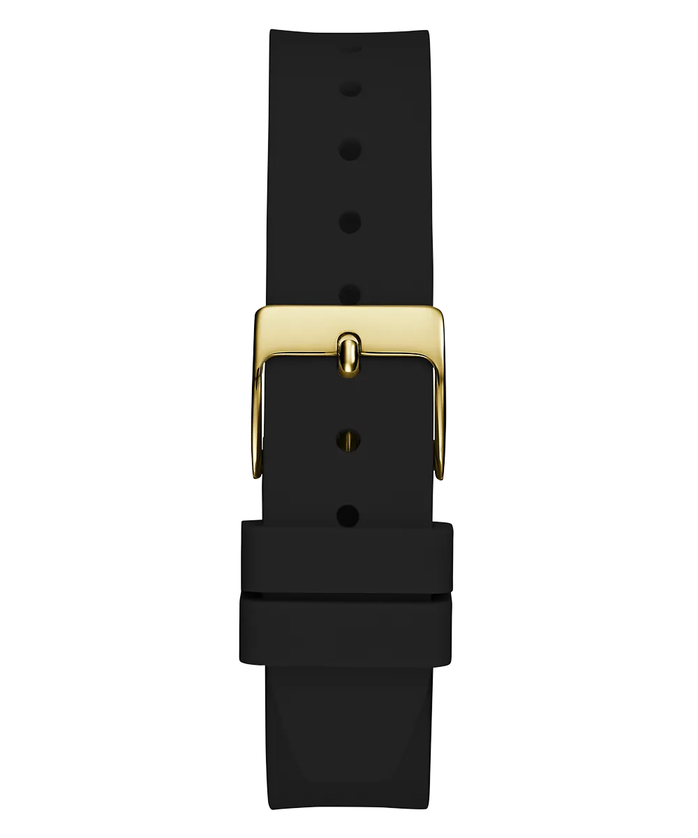 Guess Womens Silicone Watches GUESS Ladies Black Gold Tone Analog Watch
