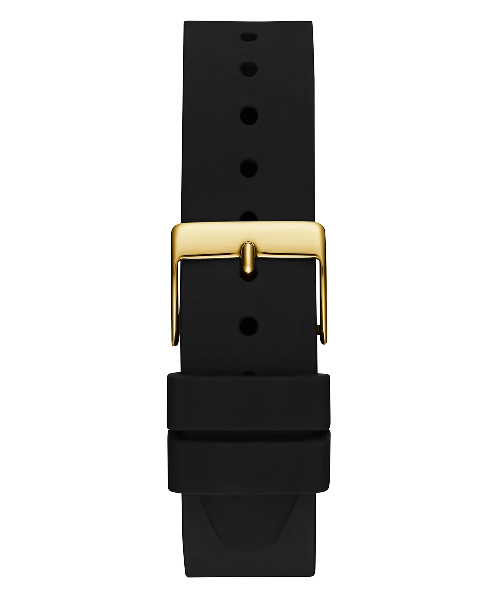 Guess Womens Silicone Watches GUESS Ladies Black Gold Tone Analog Watch