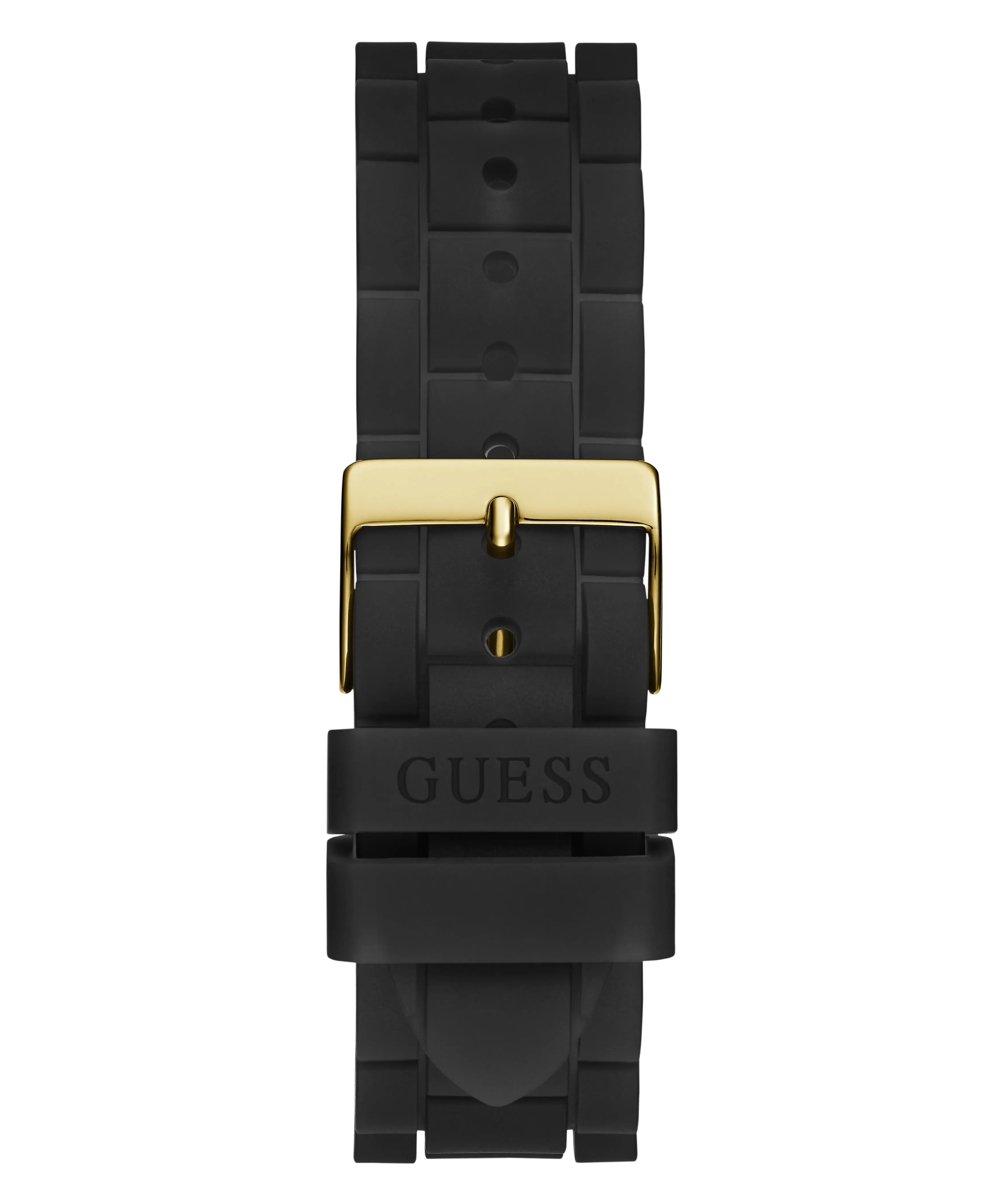 Guess Womens Silicone Watches GUESS Ladies Black Gold Tone Multi-function Watch