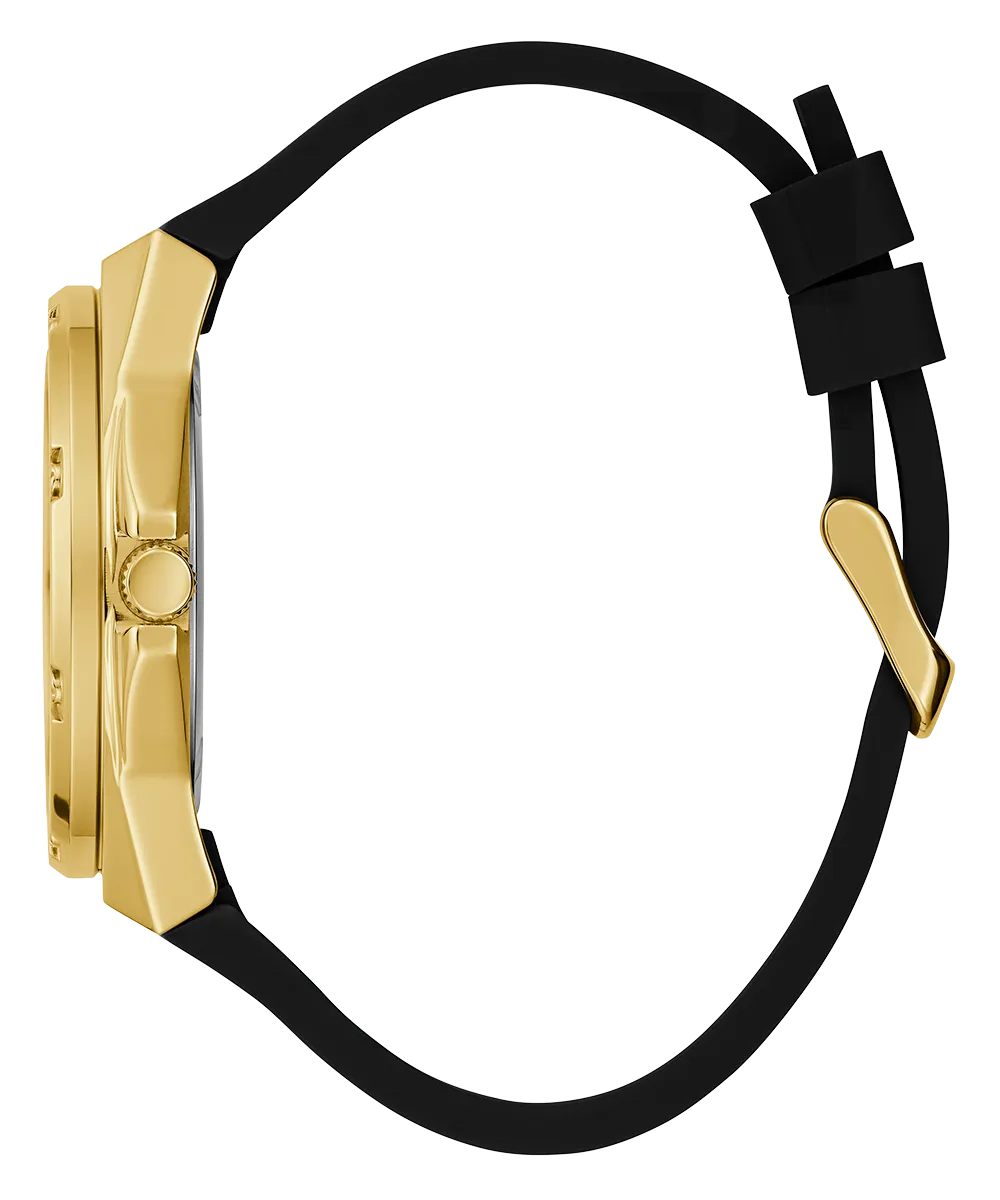 Guess Womens Silicone Watches GUESS Ladies Black Gold Tone Multi-function Watch